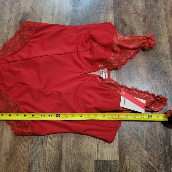 Popilush Red Lace V Neck Corset Shapewear Tummy Control Bodysuit Size 3XL - Picture 8 of 11